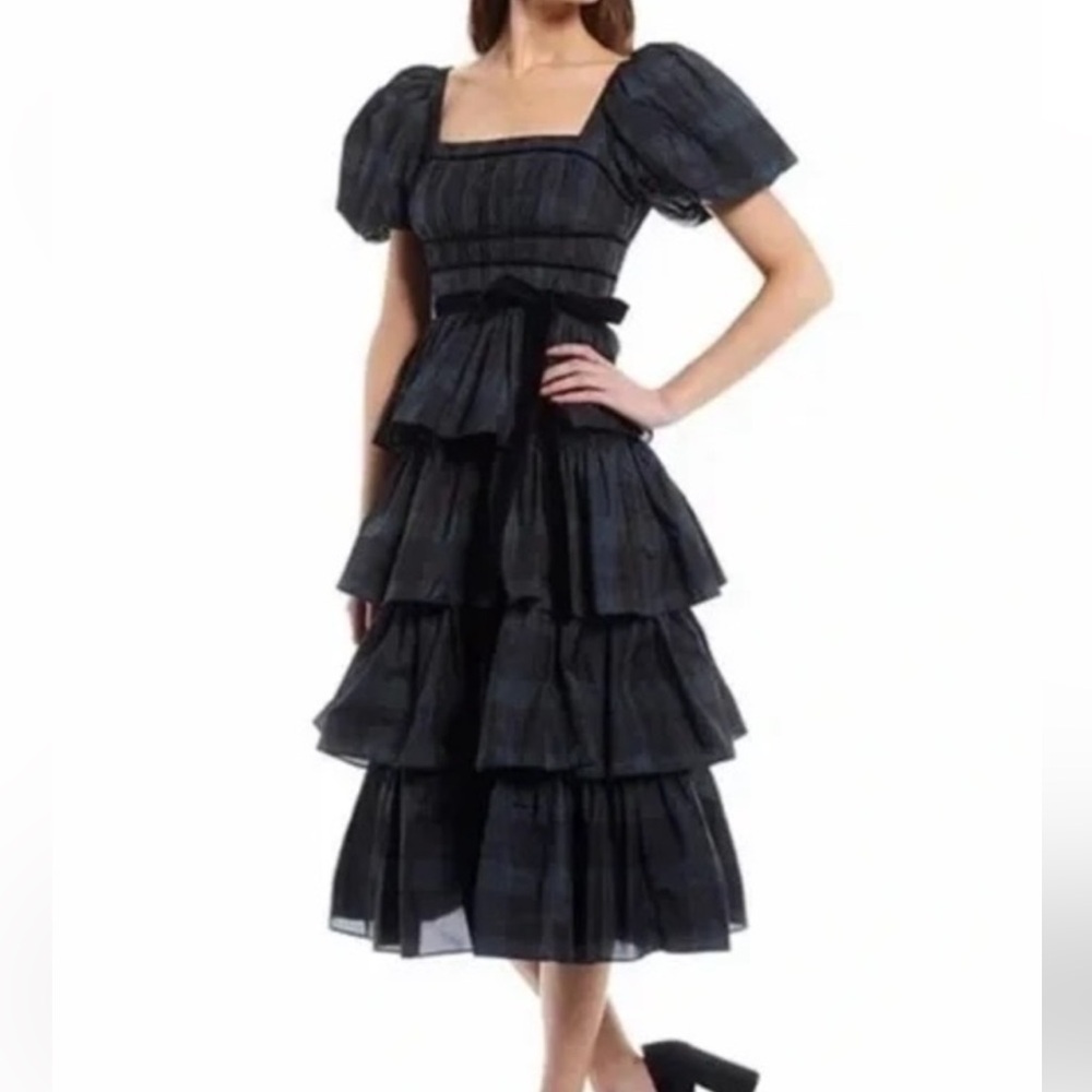 Antonio Melani Tartan Plaid Ruffle Tiered dress size 4